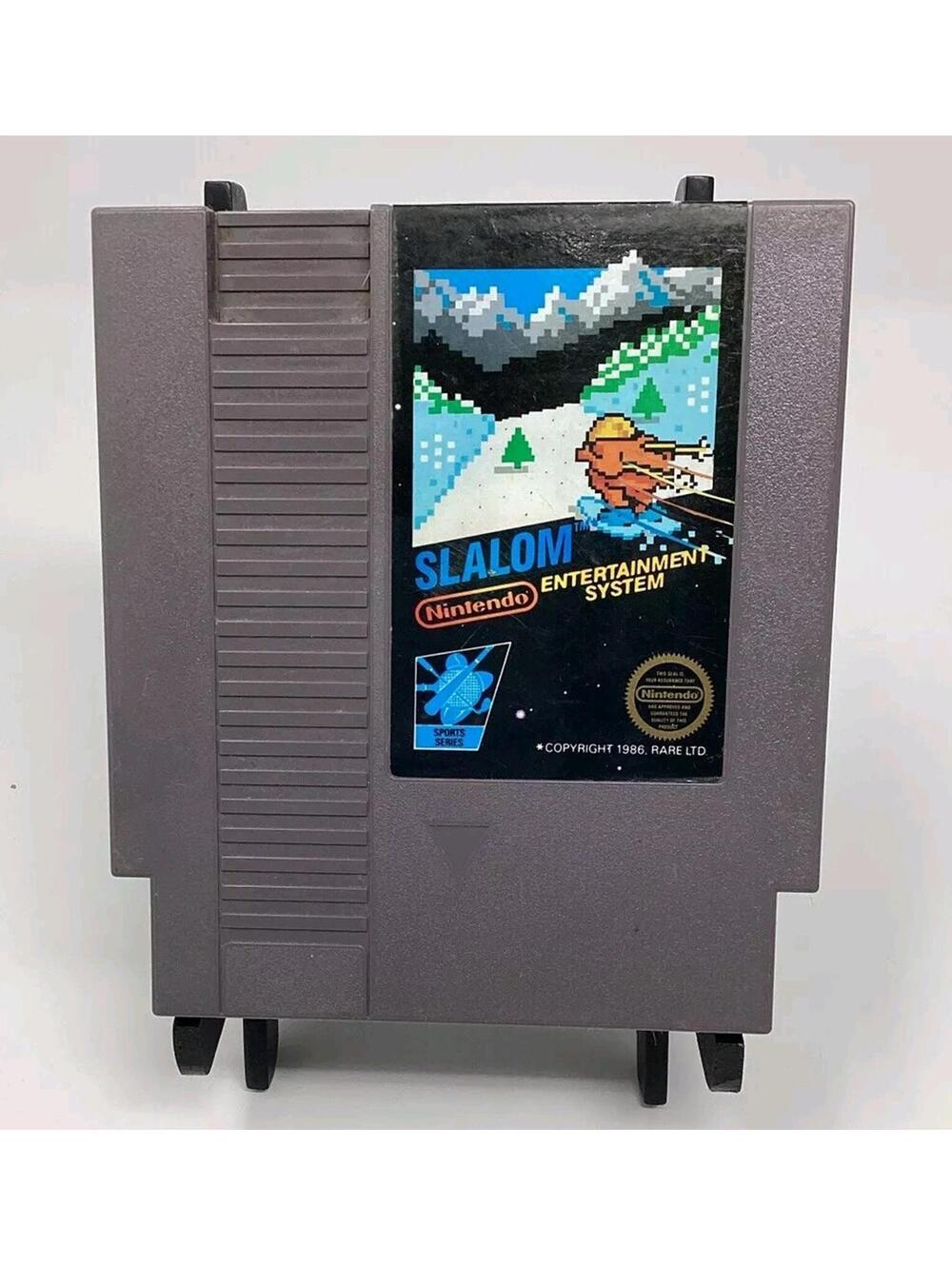 Slalom NES Nintendo 5-Screw Cartridge 1986 Black Box Skiing Game Tested